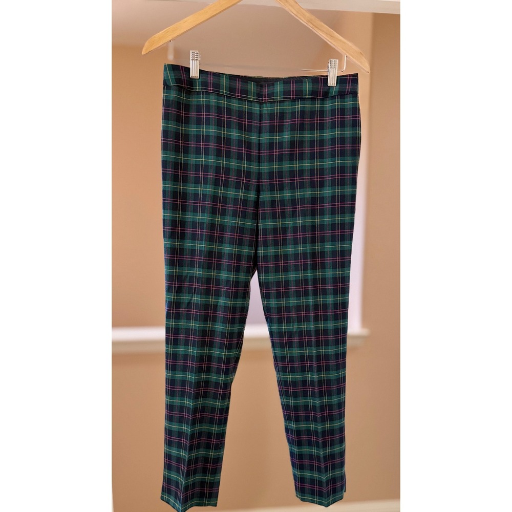 NWOT Women's Talbots Plaid Chatham Ankle Wool Blend Slim Leg Plaid Pants 6Petite